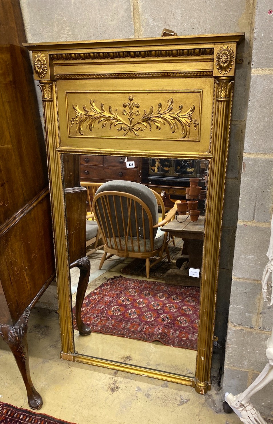 A 19th century giltwood and composition pier glass, width 79cm, height 145cm